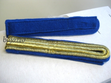 Schulterklappe zweistreifig blau gold